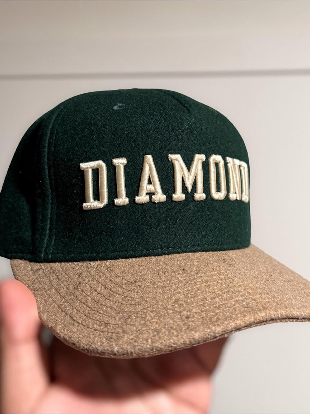 Diamond Supply Co Wool Snapback Hat Green Tan One Size